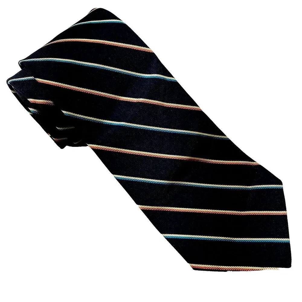 Michael Reed Tie Repp Stripe BLUE Designer Collection Vtg Y2K Academia Preppy